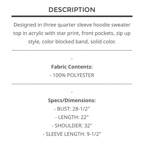 POL White/Tan Zip Up Hooded Sweater with Stars Size Medium NEVER WORN - Picture 5 of 16